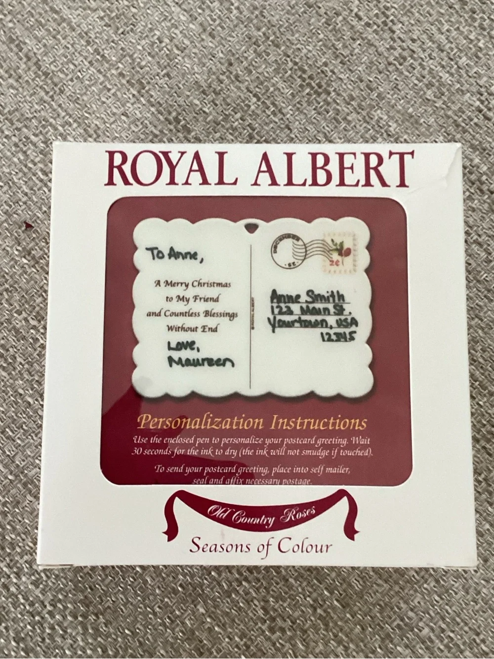 Vintage Royal Albert Seasons of Color Victorian Postcard Ornament Friendship